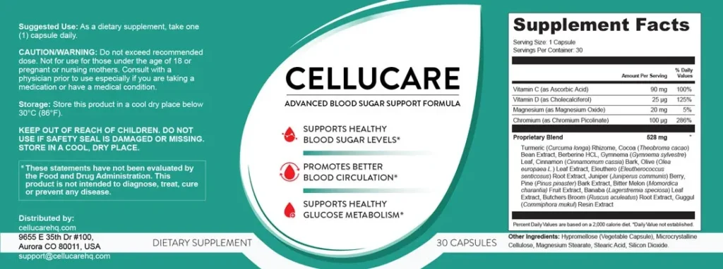 cellucare celucare blood sugar levels REVIEW customer reviews money back guarantee